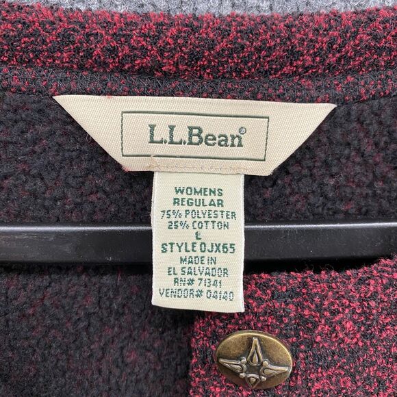 LL Bean Cardigan Sweater Womens L Maroon Metal Button Up Cropped Outdoor Casual - Picture 6 of 8